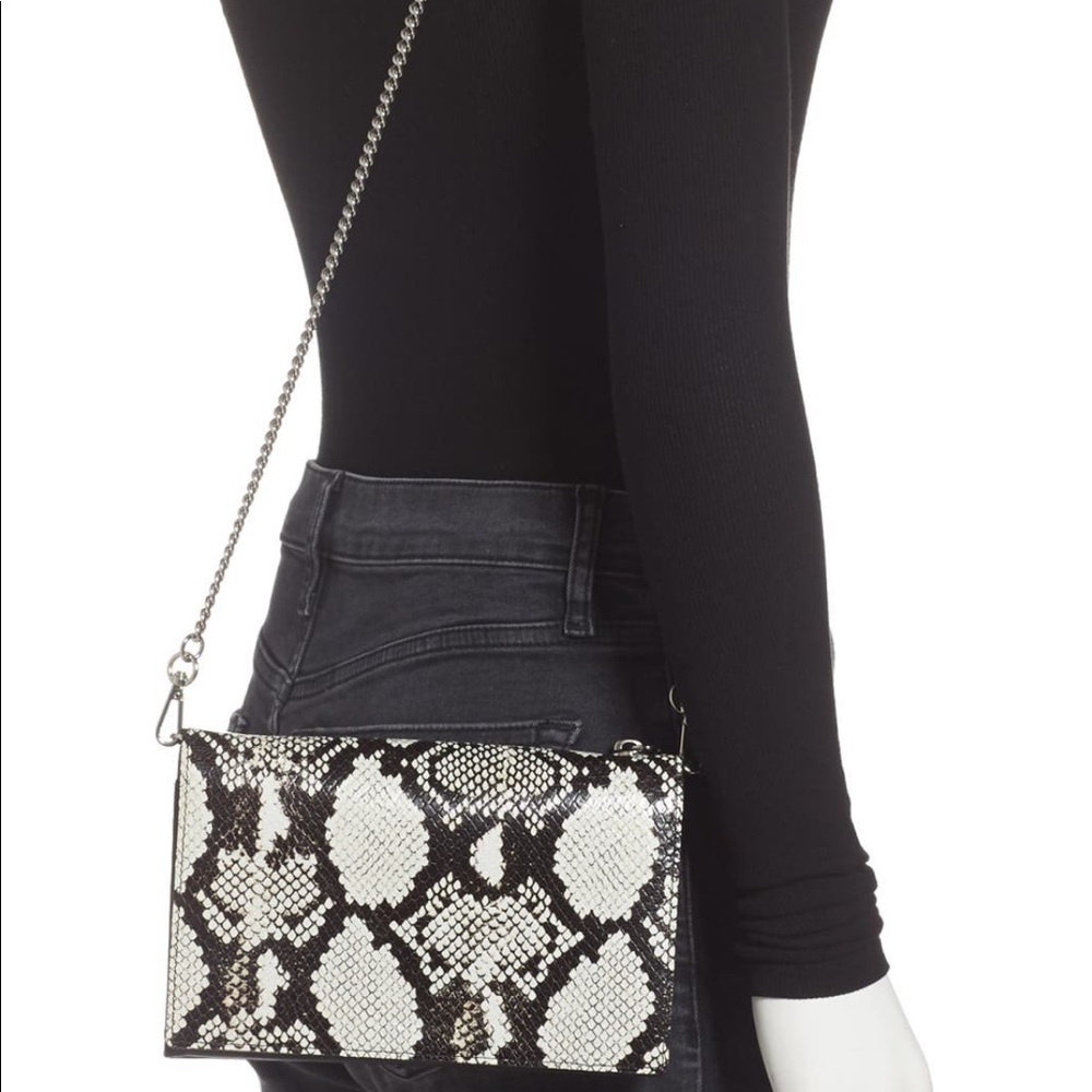 AllSaints Fetch Snake Embossed Leather Crossbody
